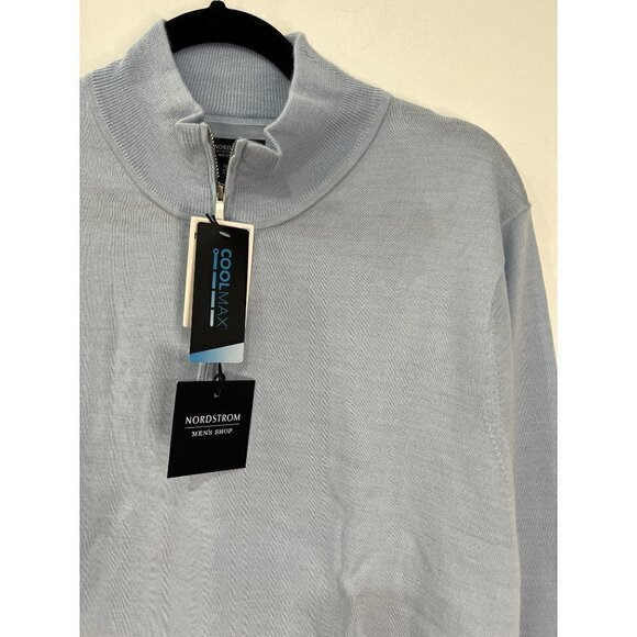 NWT NORDSTROM Men's Shop Tech-Smart CoolMax® 1/4 Zip Sweater Blue Skyway $99.50 - Picture 10 of 13